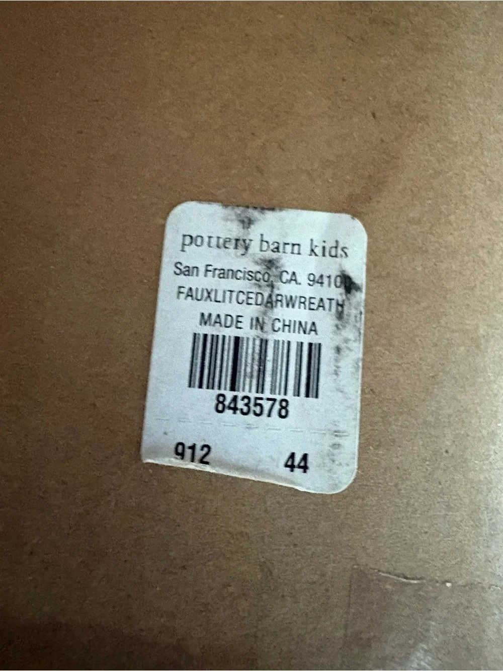 Pottery Barn Kids 30” Vintage Faux Lit Cedar Wreath, Battery operated, New